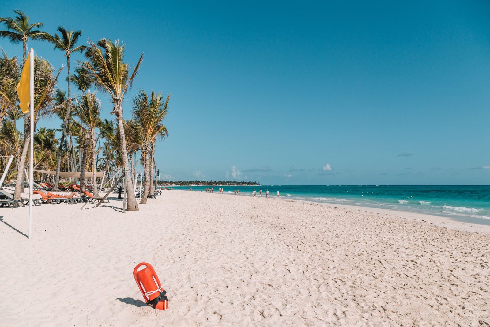 Coconut palms on the white-sand beach at Punta Cana, Dominican Republic